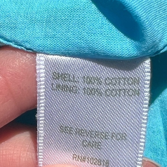 🌻Garnet Hill Green & Blue Floral Fit & Flare Cotton Sleeveless Dress Size 6 - Picture 7 of 7